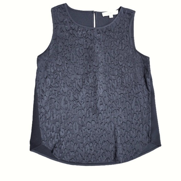 LOFT Tops - LOFT Lace Overlay Sleeveless Blouse Top Women's‎ Size S Gray